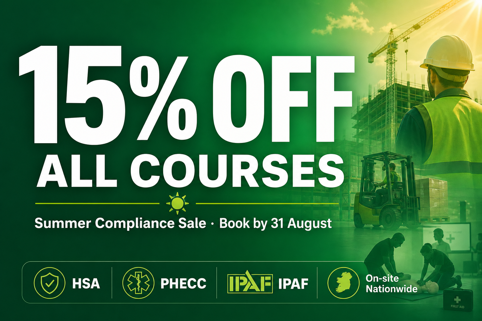Summer Compliance Sale. 15% off all courses. Book by 31 August.
